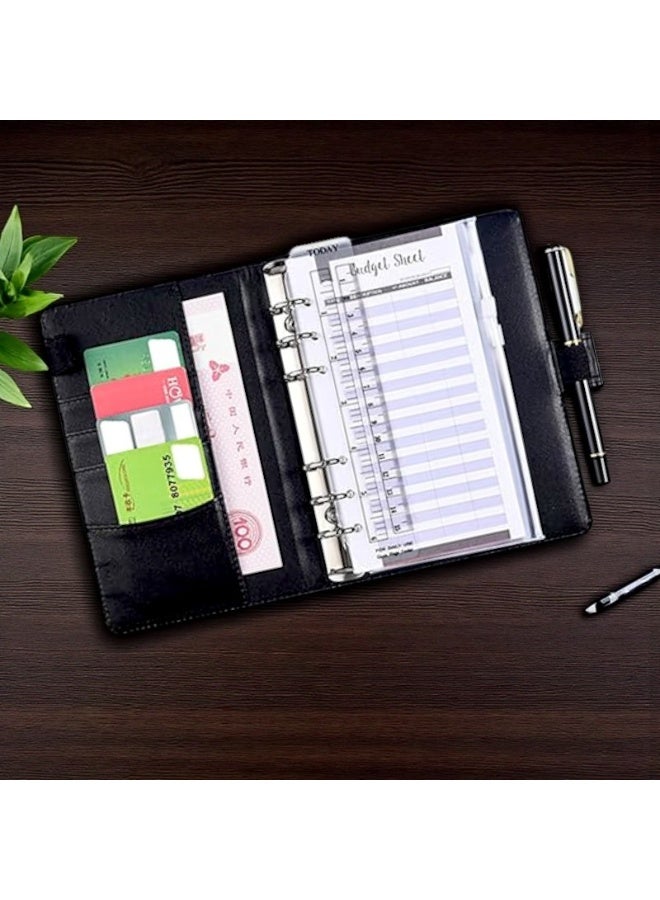 Faux leather wallet, money pouch, budget and notepad with card slots, cash and money compartment - A6 - Image 4